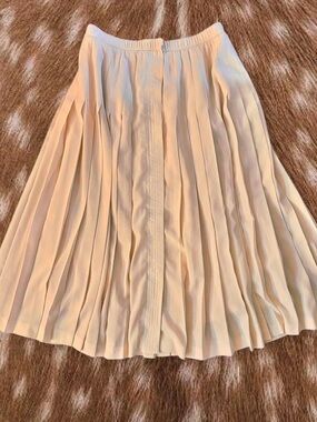 Vintage Adolfo Pleated A-Line Skirt in Light Beige